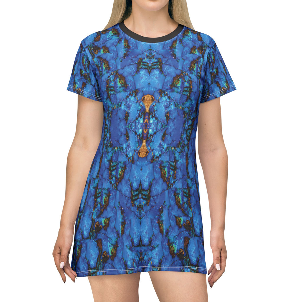 Blue Opal T-Shirt Dress Abstract All-Over Print