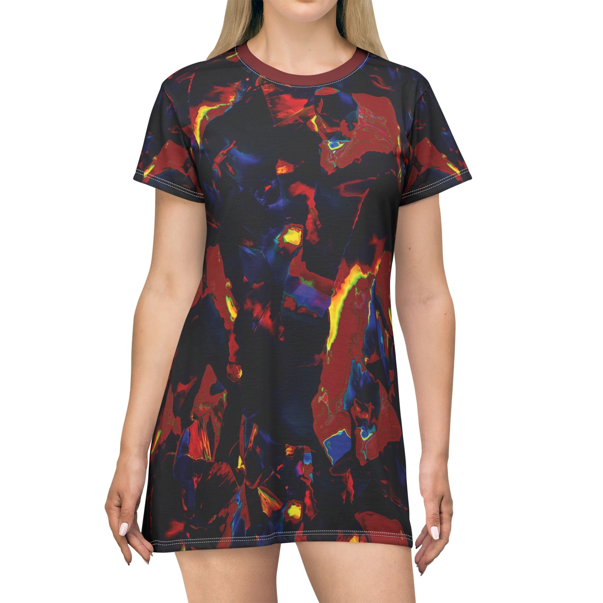Black Opal Red Blue Lava T-Shirt Dress