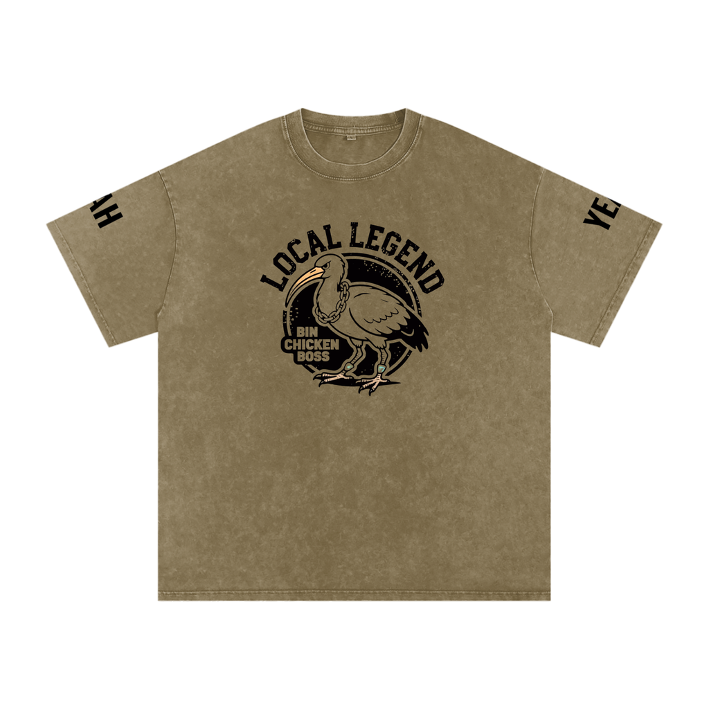 Not The Standard Snow Washed Oversized Cotton T-Shirt Bin Chicken Tee