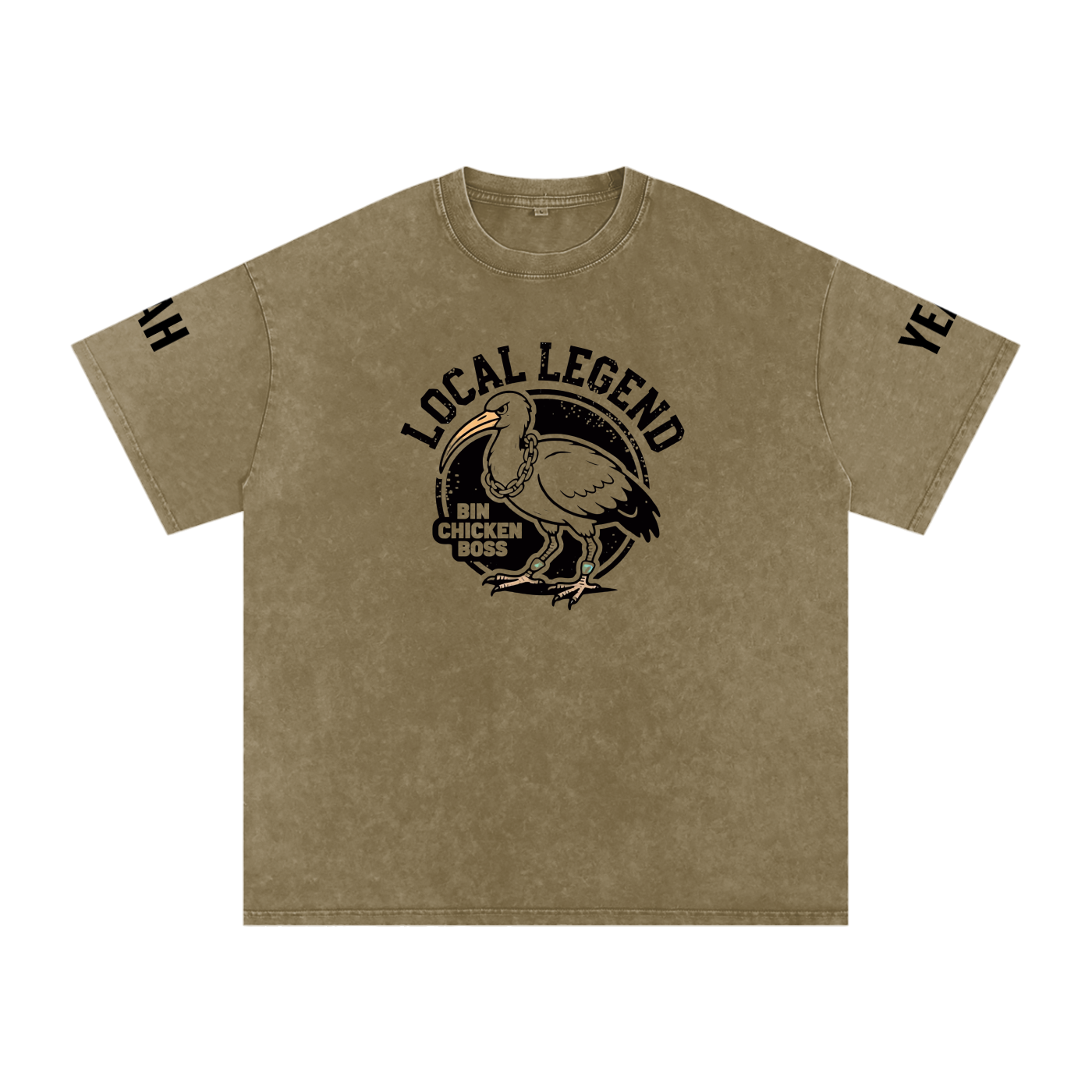 Not The Standard Snow Washed Oversized Cotton T-Shirt Bin Chicken Tee