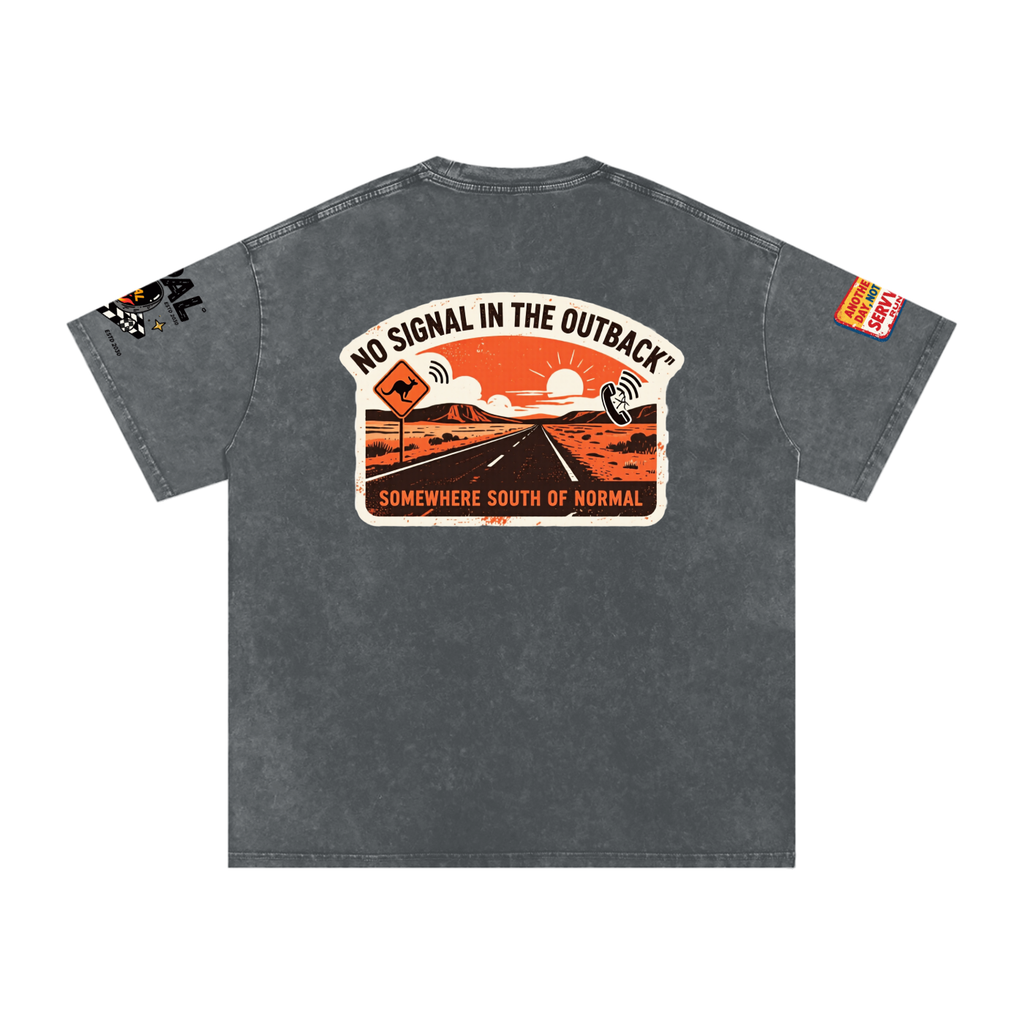 Not Expected Snow Washed Oversized Cotton T-Shirt Lost Signal Lucky Country Snow Wash Tee
