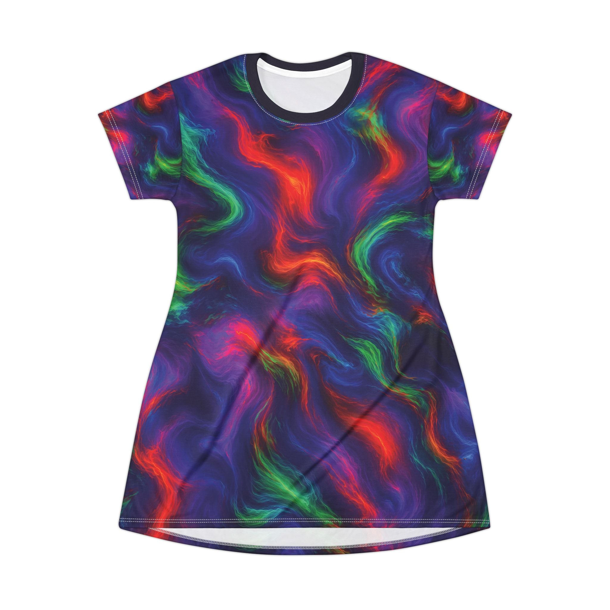 Opalface Swirl Pattern T-Shirt Dress Colorful Waves