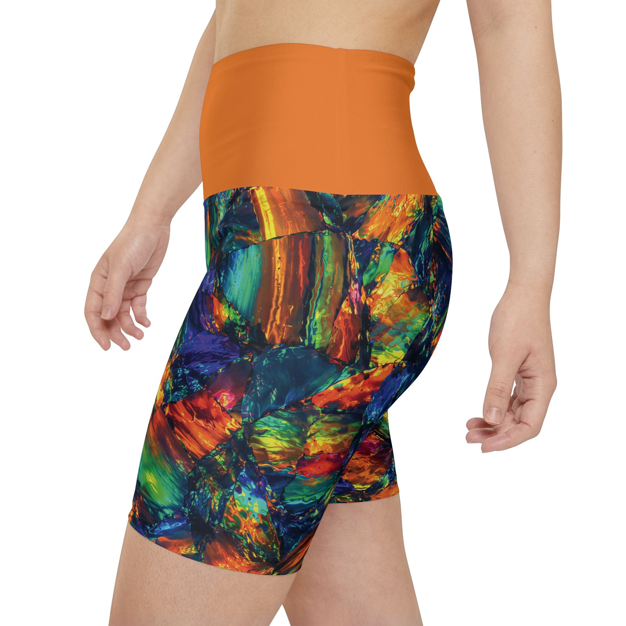 Prism Blaze High-Waist Workout Shorts Athletic Bike Shorts