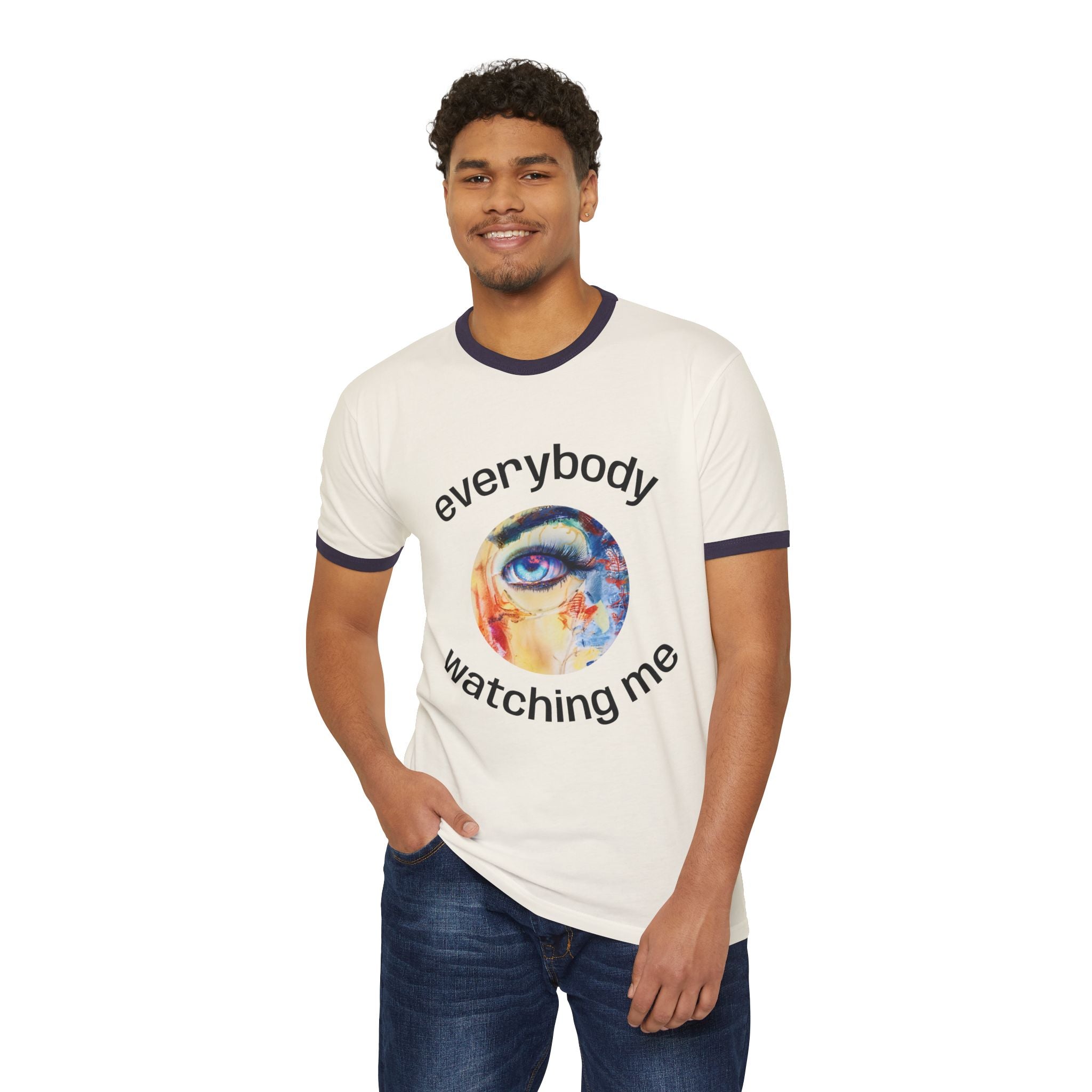 Not From The Same Rack Everybody Watching Me Ringer Tee Eye Graphic T-Shirt