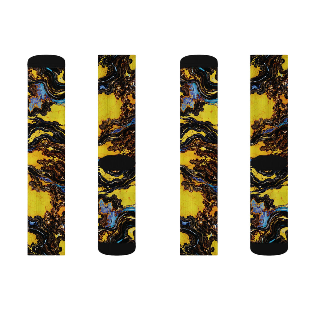 Socks, The Coolest Golden Swirl Art Crew Socks