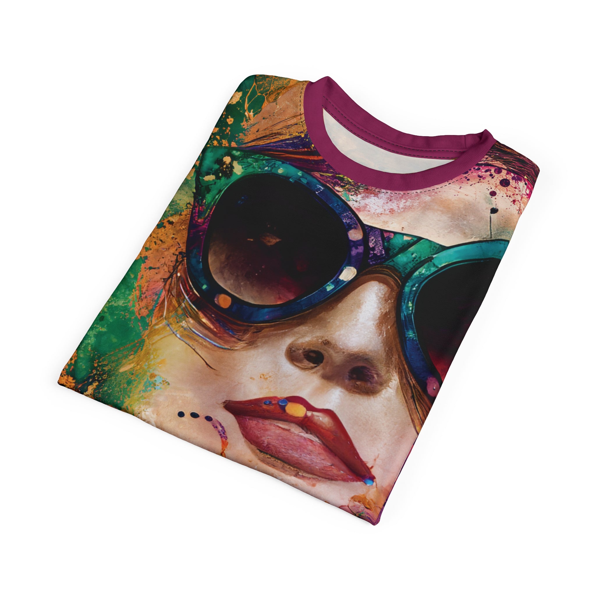 Colorburst Sunglasses Neon Muse Portrait Tee Graphic T‑Shirt