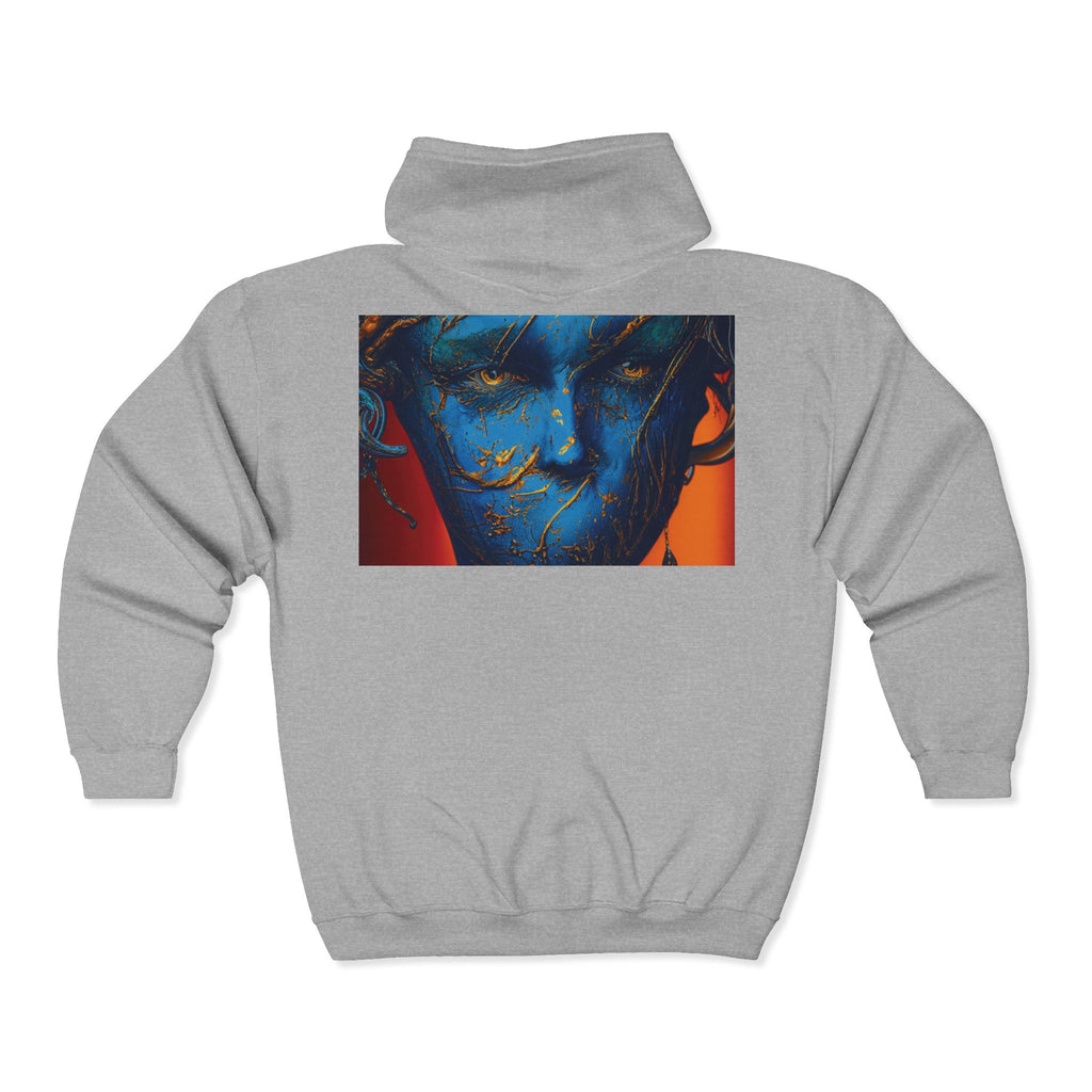 Blue Phantom Full-Zip Art Hoodie Sweatshirt