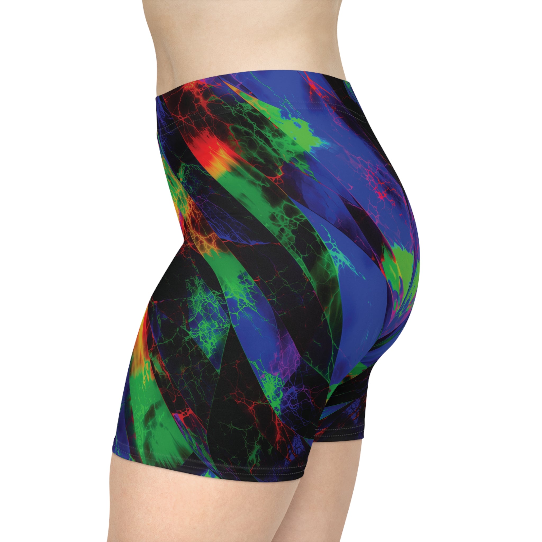 Neon Surge Opal Biker Shorts