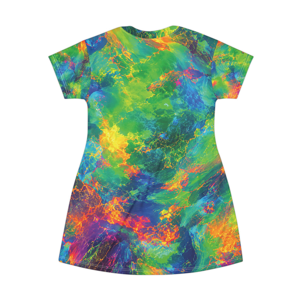 Opal Abstract Nebula Tie-Dye T-Shirt Dress