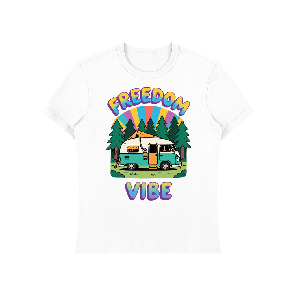 Not Rack Regular Unisex Heavyweight Slim Fit T-Shirt Freedom Vibe Campervan Tee