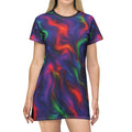 Opalface Swirl Pattern T-Shirt Dress Colorful Waves