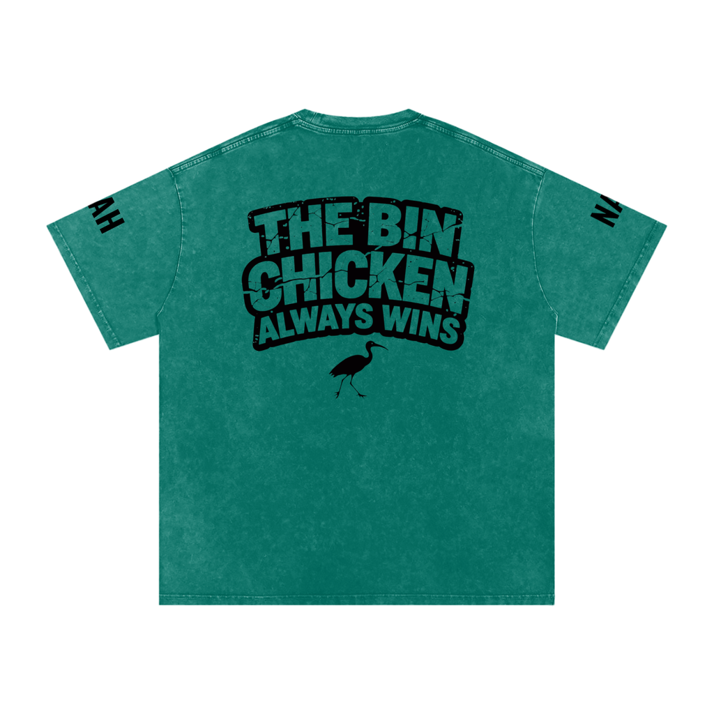 Not The Standard Snow Washed Oversized Cotton T-Shirt Bin Chicken Tee