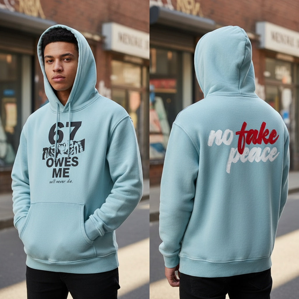 Not Basic Fit Culture Snow Wash Fleece Oversize Hoodie No Fake Peace 67