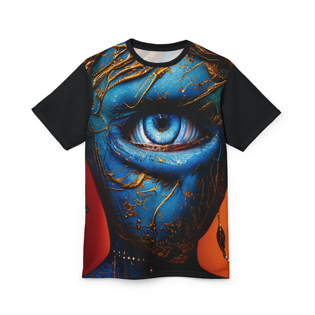 Cut & Sew Opal Blue Eye Art Tee All-Over Print T-Shirt