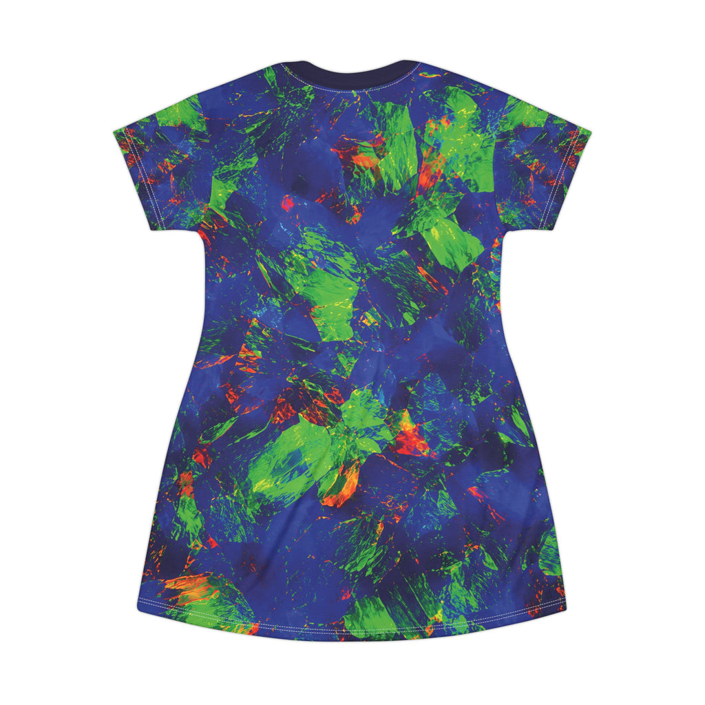 Neon Opal Paint Splash T-Shirt Dress Abstract All-Over Print