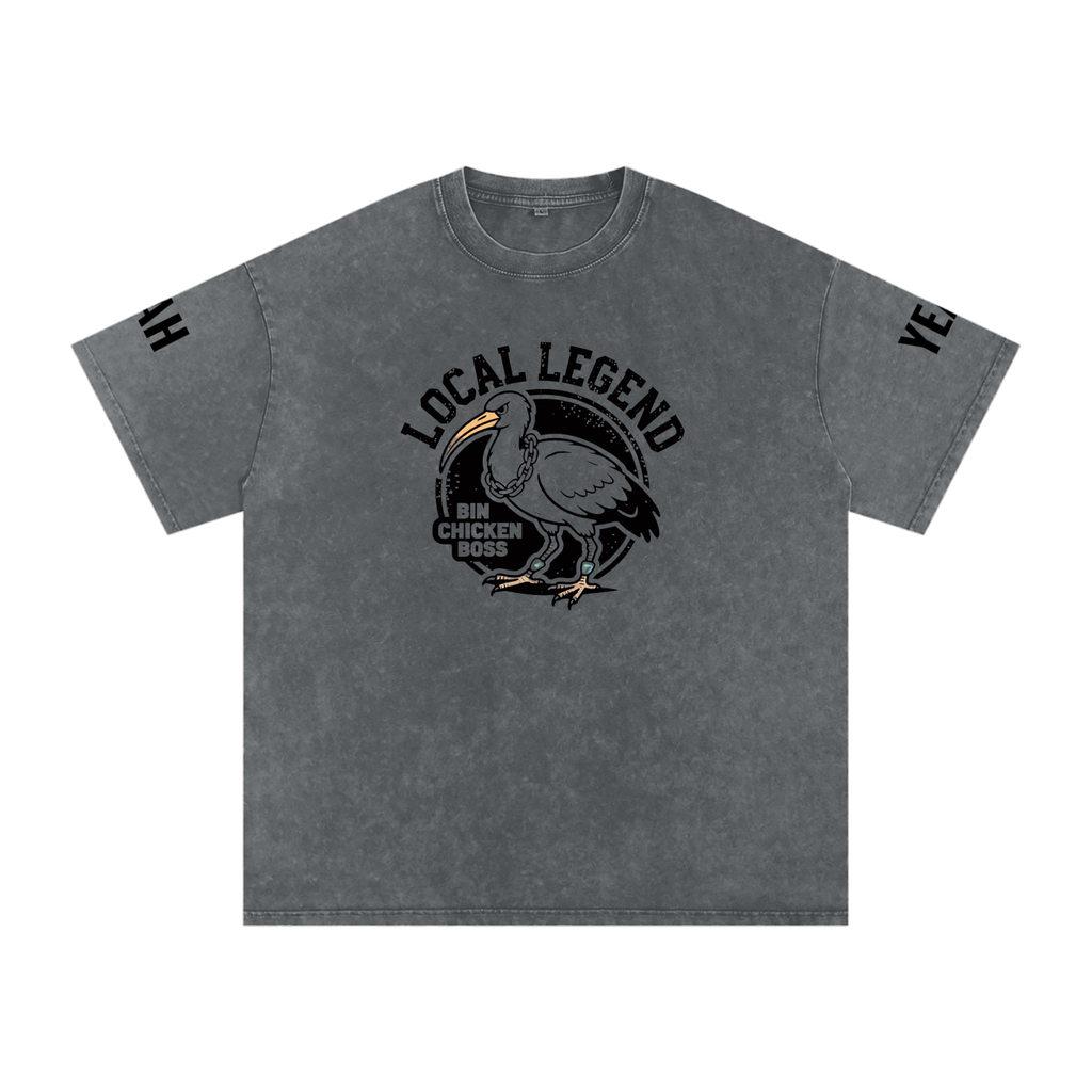 Not The Standard Snow Washed Oversized Cotton T-Shirt Bin Chicken Tee