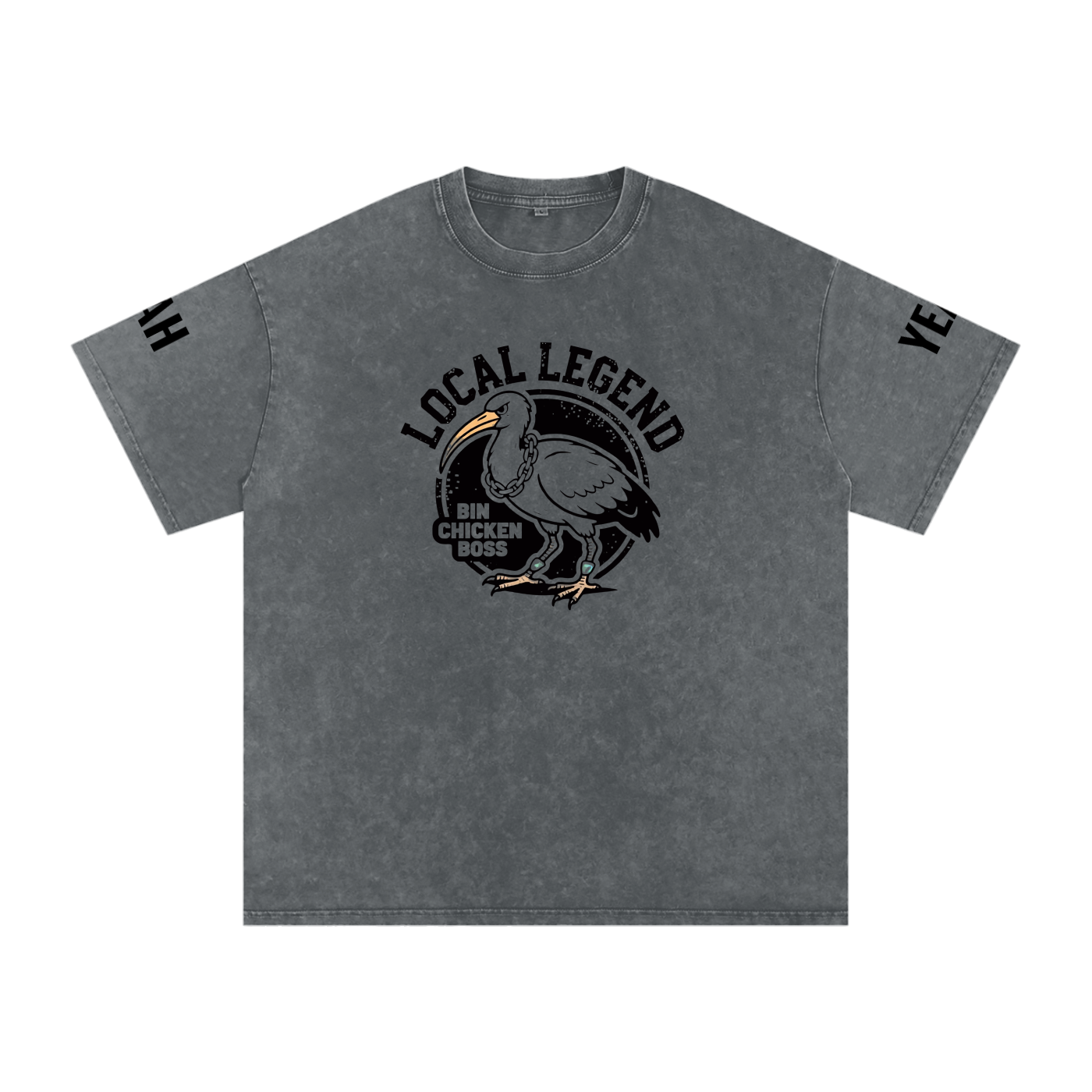 Not The Standard Snow Washed Oversized Cotton T-Shirt Bin Chicken Tee