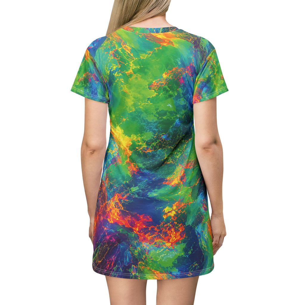 Opal Abstract Nebula Tie-Dye T-Shirt Dress