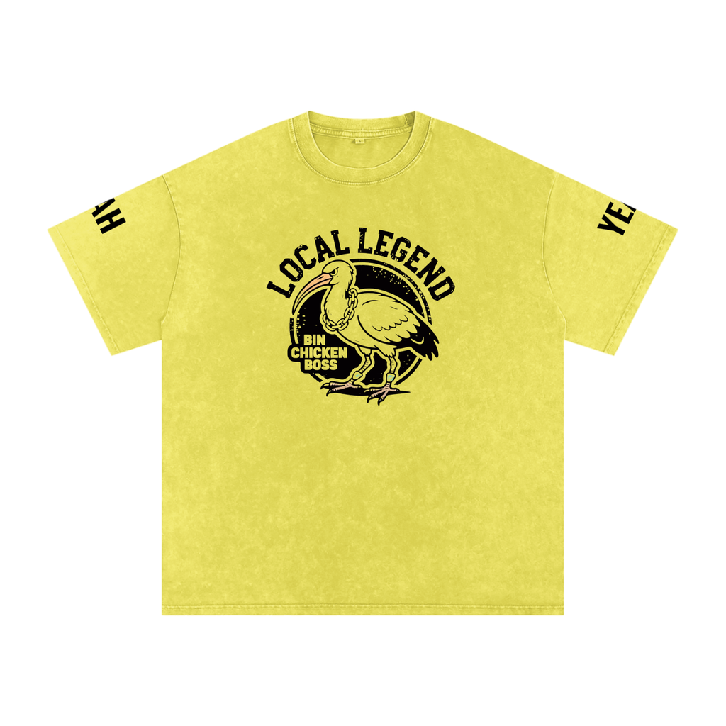 Not The Standard Snow Washed Oversized Cotton T-Shirt Bin Chicken Tee