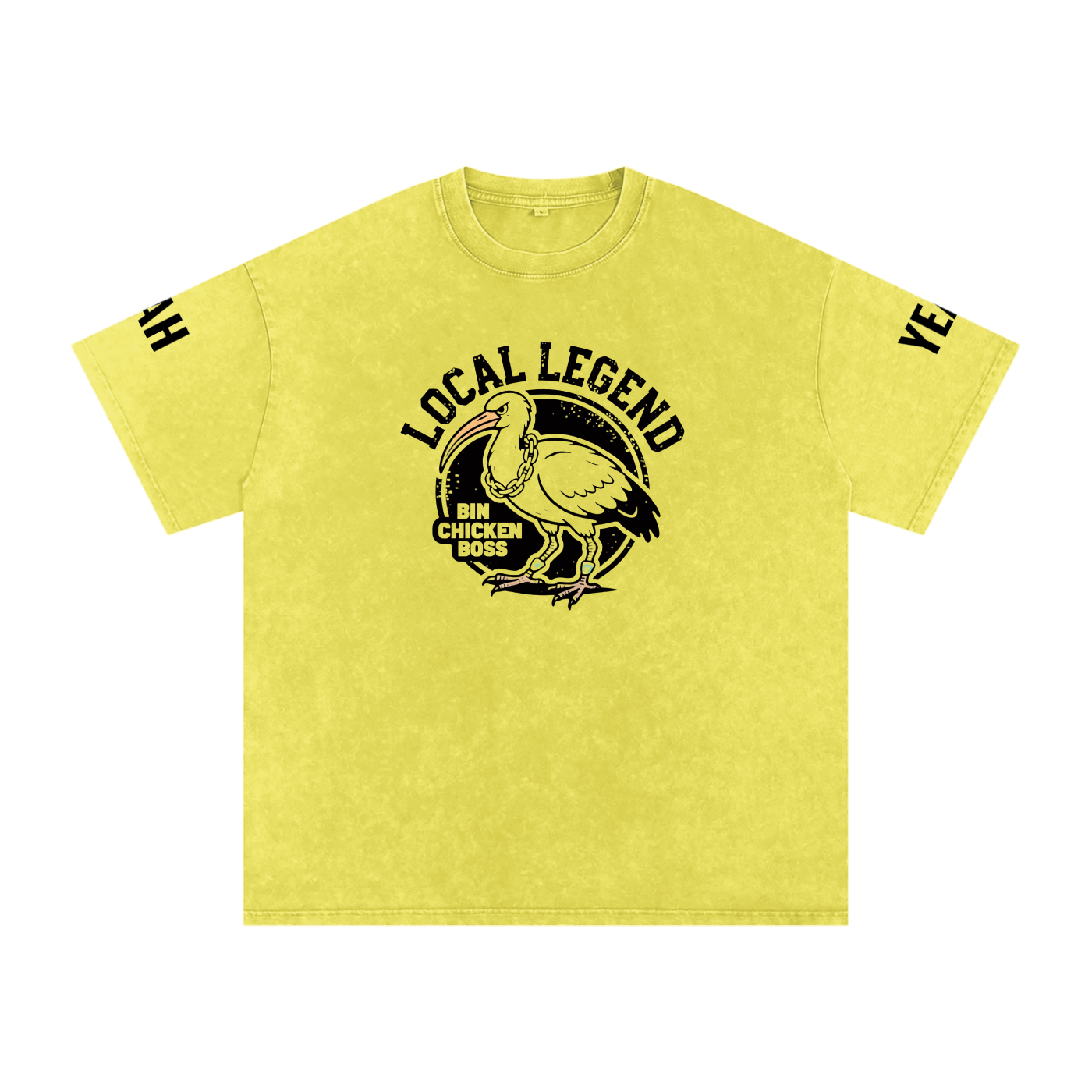 Not The Standard Snow Washed Oversized Cotton T-Shirt Bin Chicken Tee
