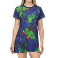 Neon Opal Paint Splash T-Shirt Dress Abstract All-Over Print