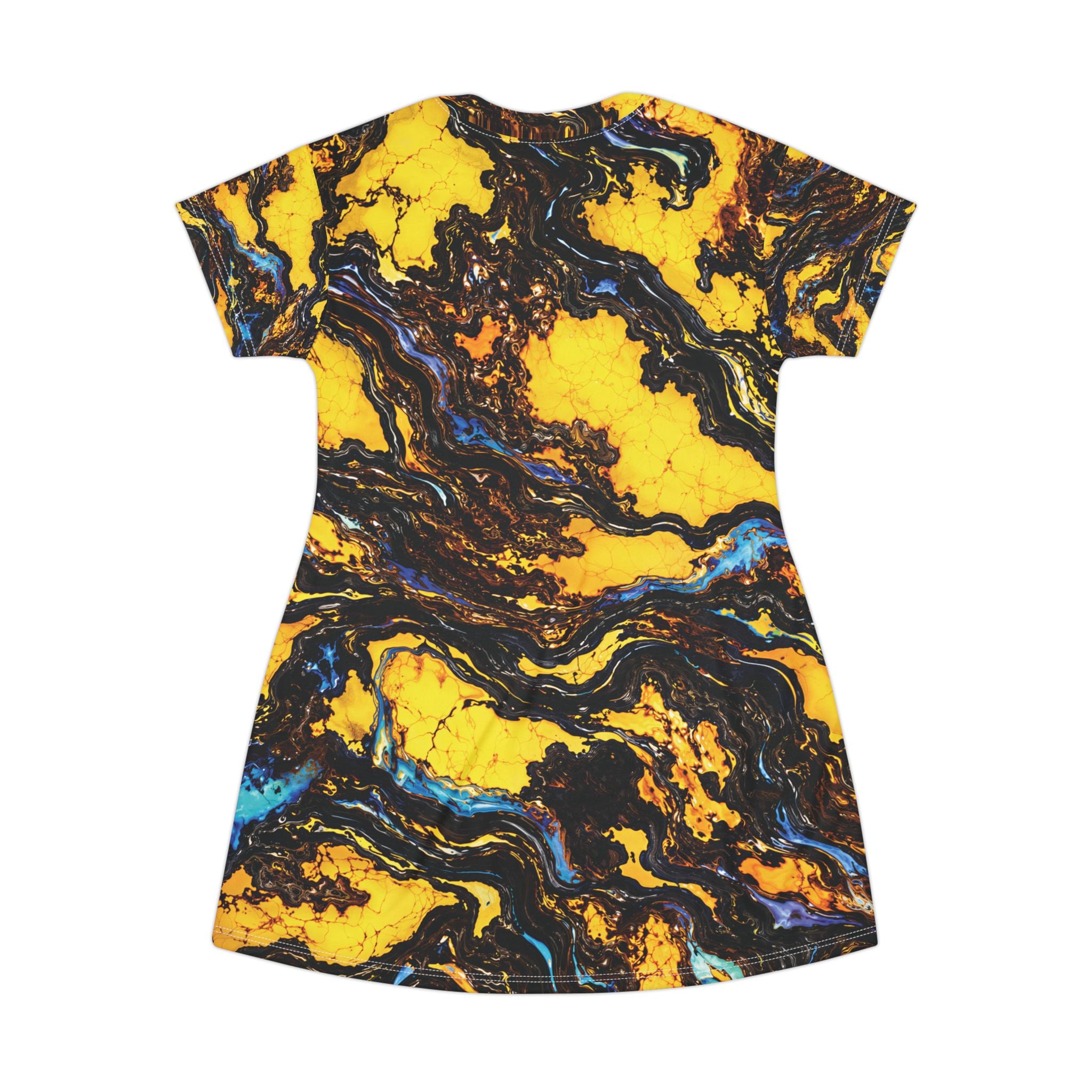 Yellow Black Opal Swirl T-Shirt Dress
