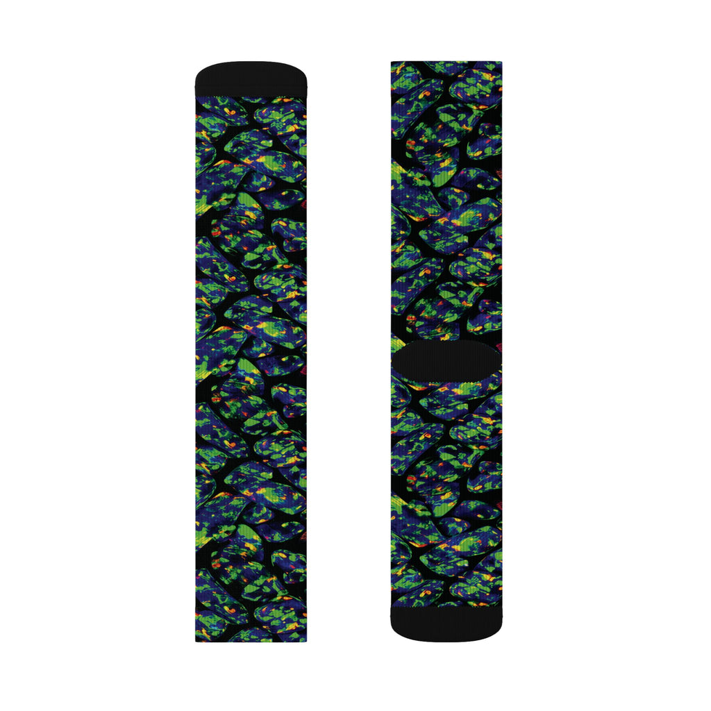 Socks, The Coolest Opal Green & Blue Patterned Crew Socks