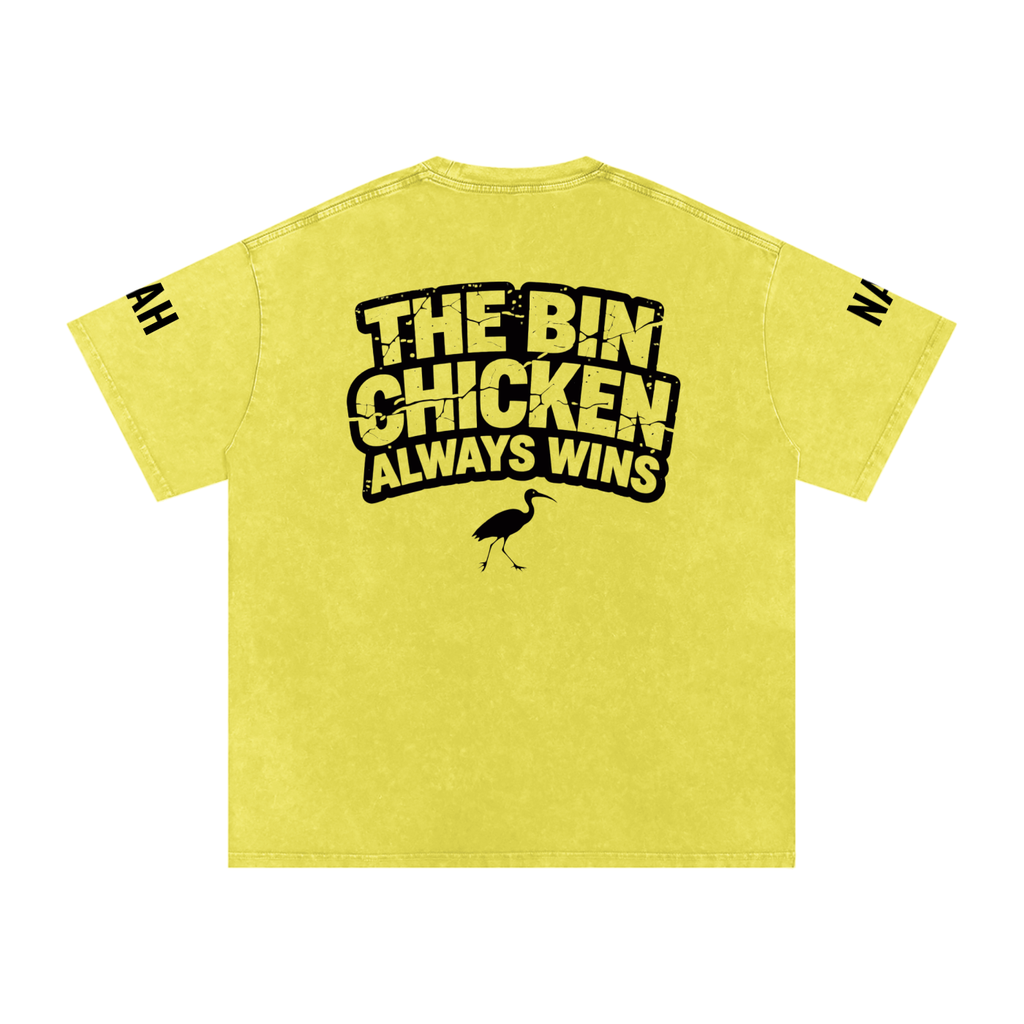 Not The Standard Snow Washed Oversized Cotton T-Shirt Bin Chicken Tee