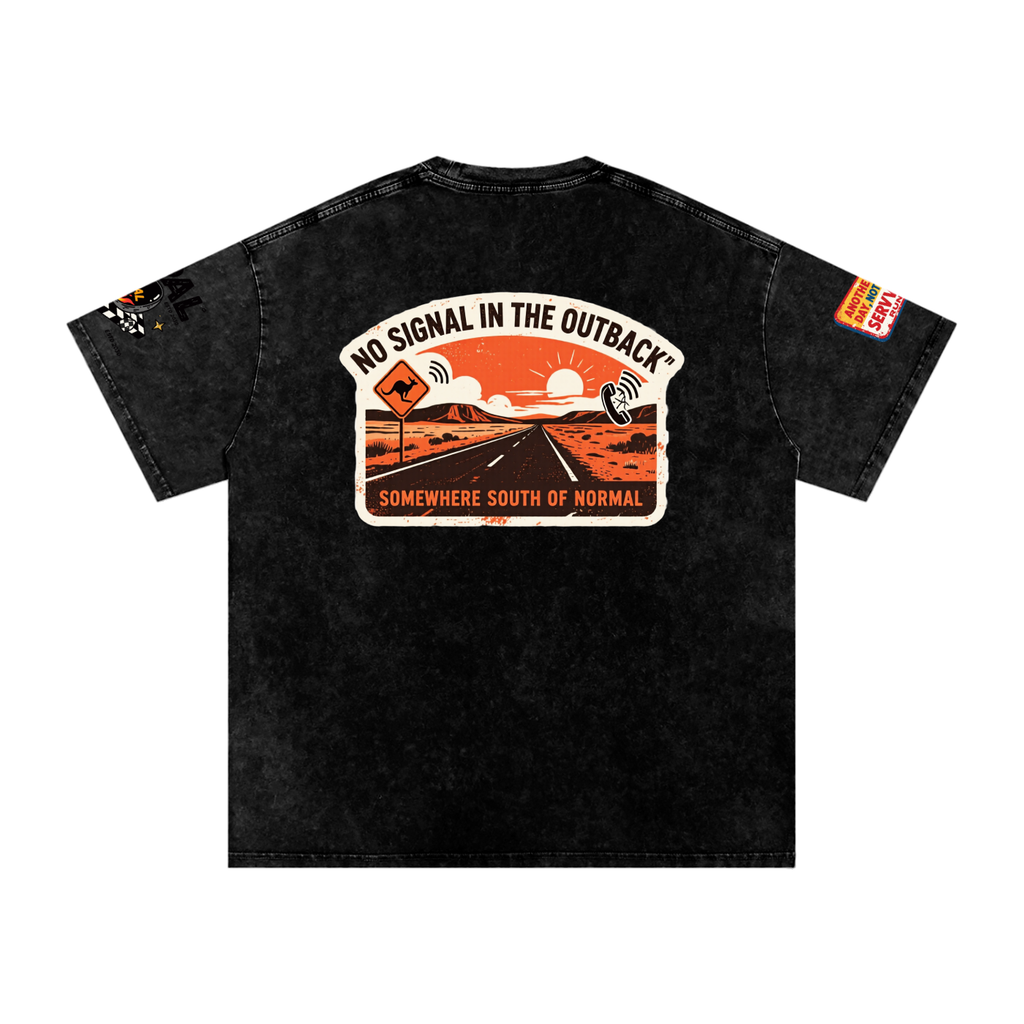 Not Expected Snow Washed Oversized Cotton T-Shirt Lost Signal Lucky Country Snow Wash Tee