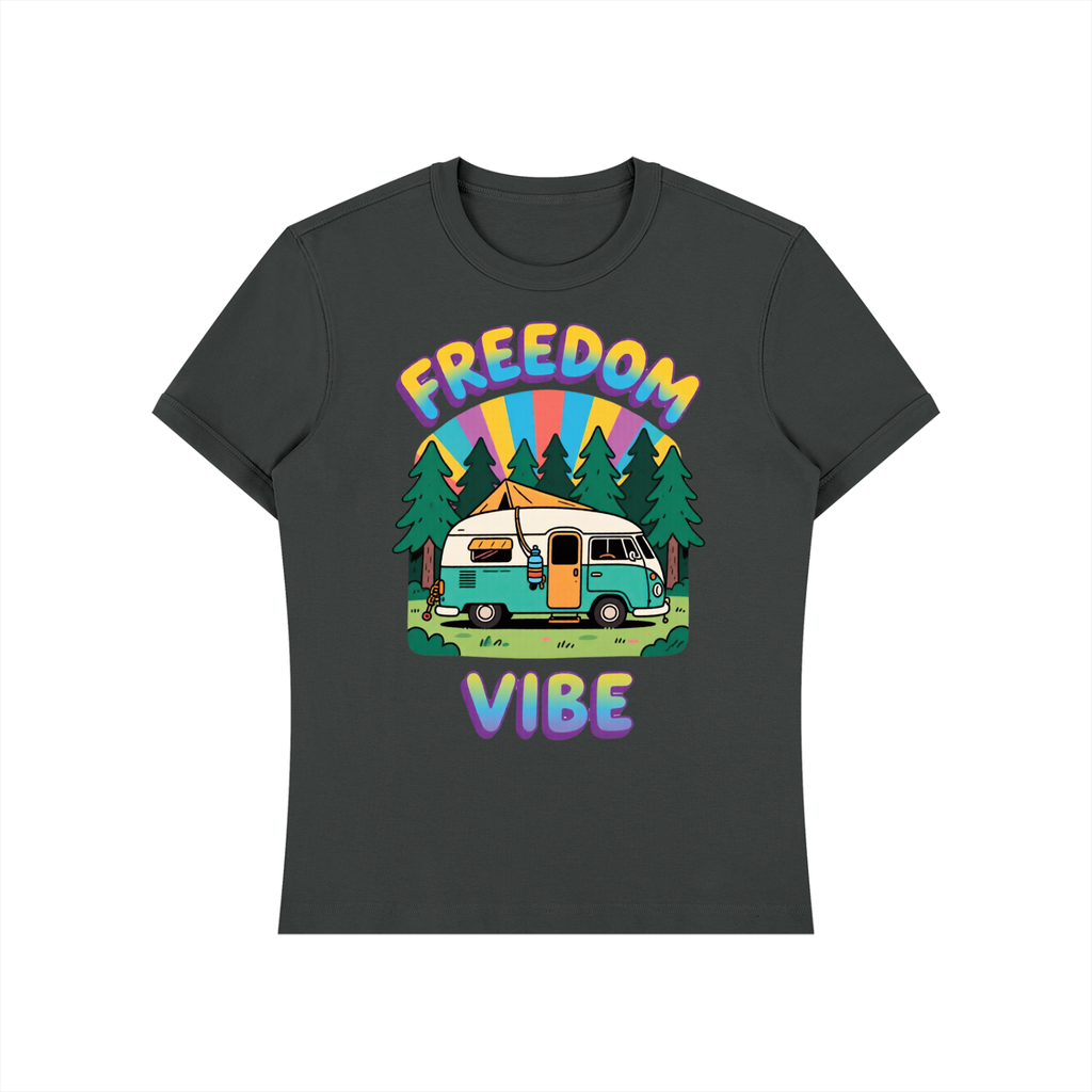 Not Rack Regular Unisex Heavyweight Slim Fit T-Shirt Freedom Vibe Campervan Tee