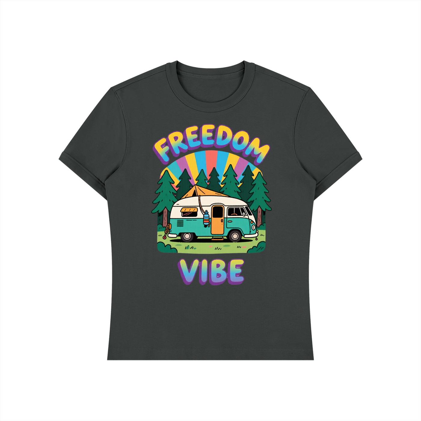 Not Rack Regular Unisex Heavyweight Slim Fit T-Shirt Freedom Vibe Campervan Tee