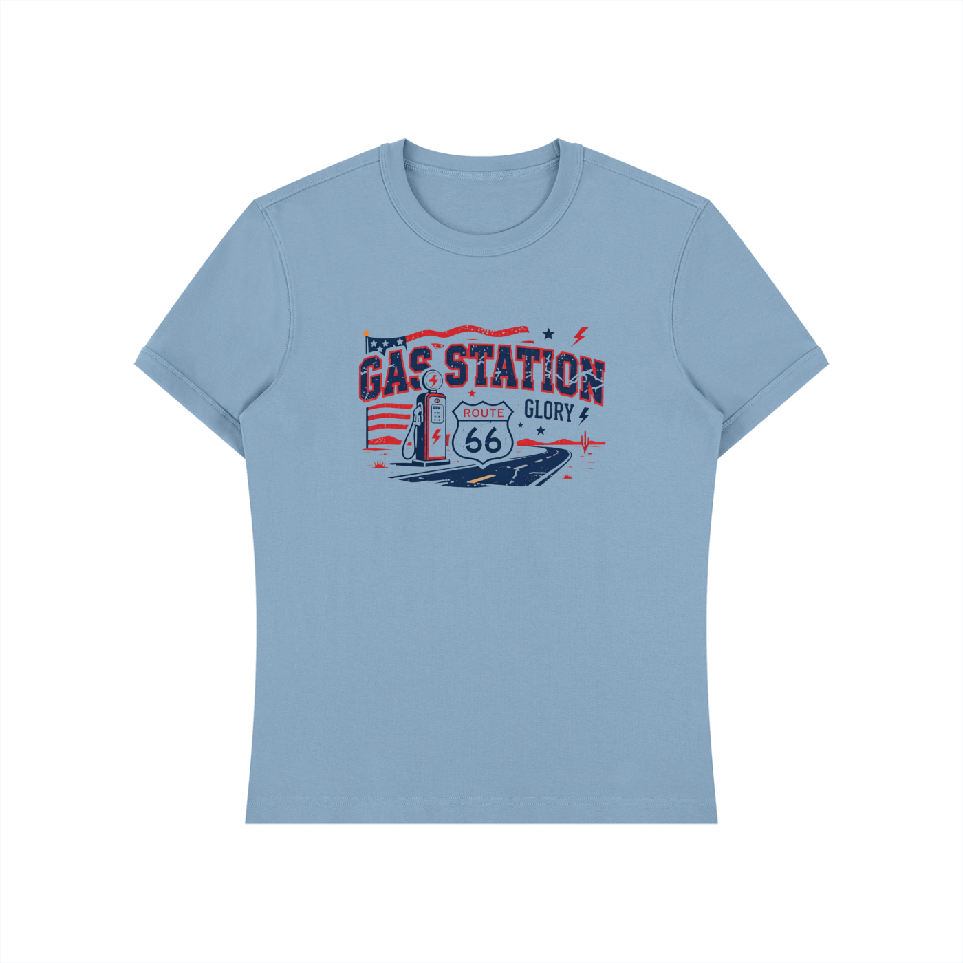 Not Basic Inventory Gas Station Glory Route 66 Stretch Tee Unisex Heavyweight Slim Fit T-Shirt