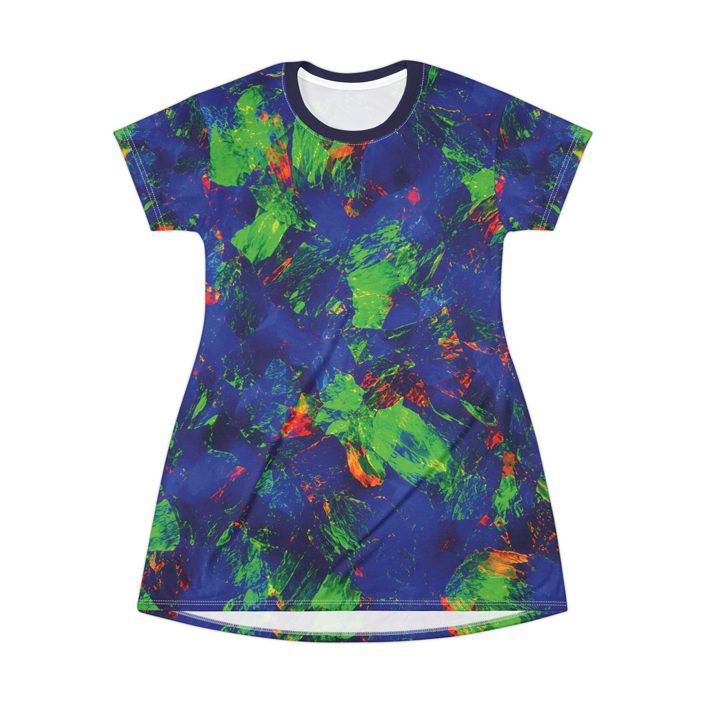 Neon Opal Paint Splash T-Shirt Dress Abstract All-Over Print