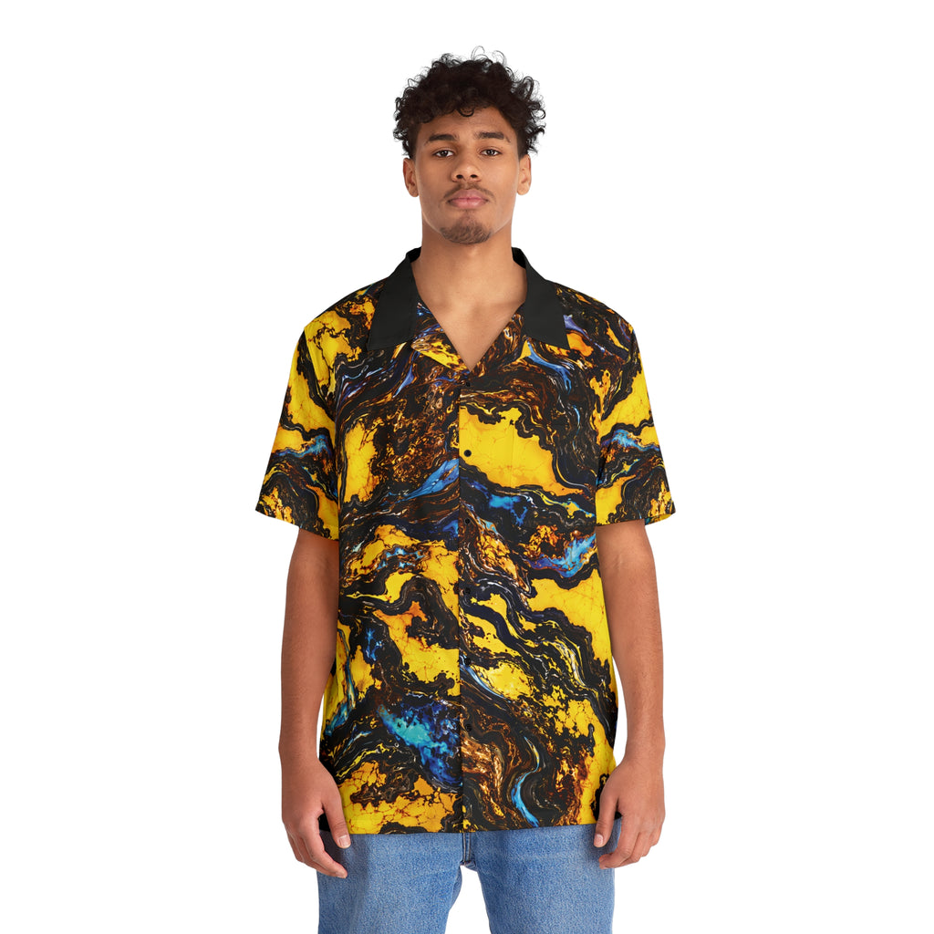 Not Just Another Product Yellow Blue Opal Pattern Hawaiian Shirt