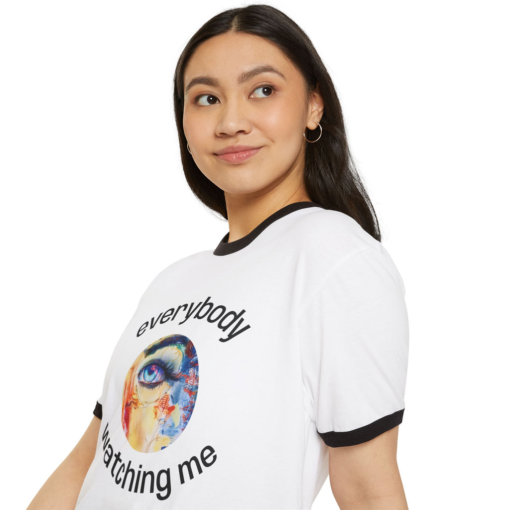 Not From The Same Rack Everybody Watching Me Ringer Tee Eye Graphic T-Shirt