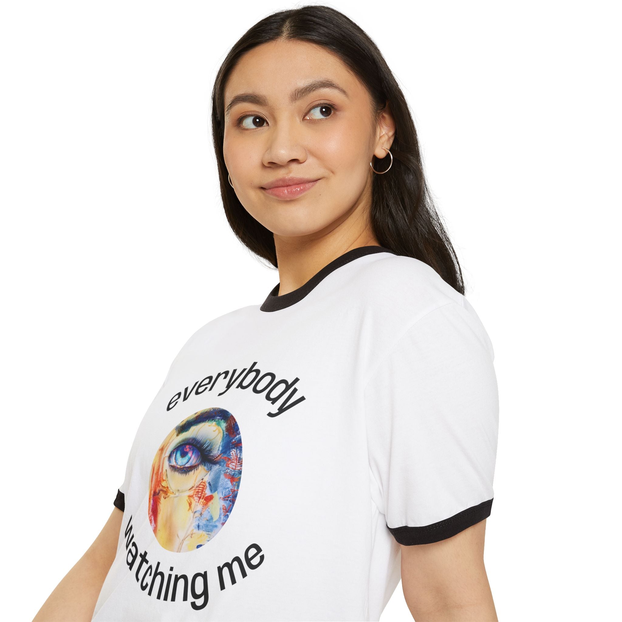 Not From The Same Rack Everybody Watching Me Ringer Tee Eye Graphic T-Shirt