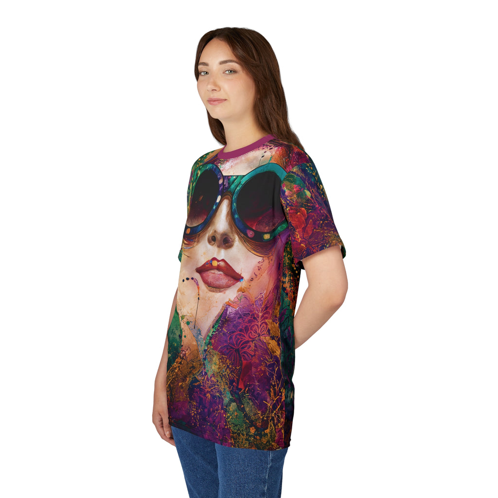 Colorburst Sunglasses Neon Muse Portrait Tee Graphic T‑Shirt