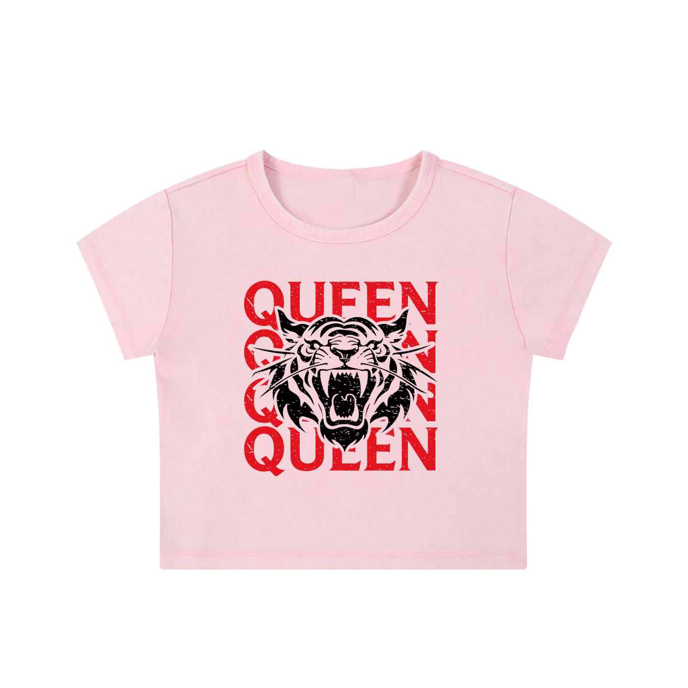 Not For Basic Behaviour Snow Washed Crop Top Queen Energy Tiger Tee