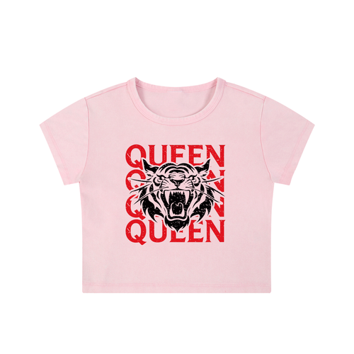 Crop Top, Not For Basic Behaviour Snow Washed Queen Energy Tiger Tee