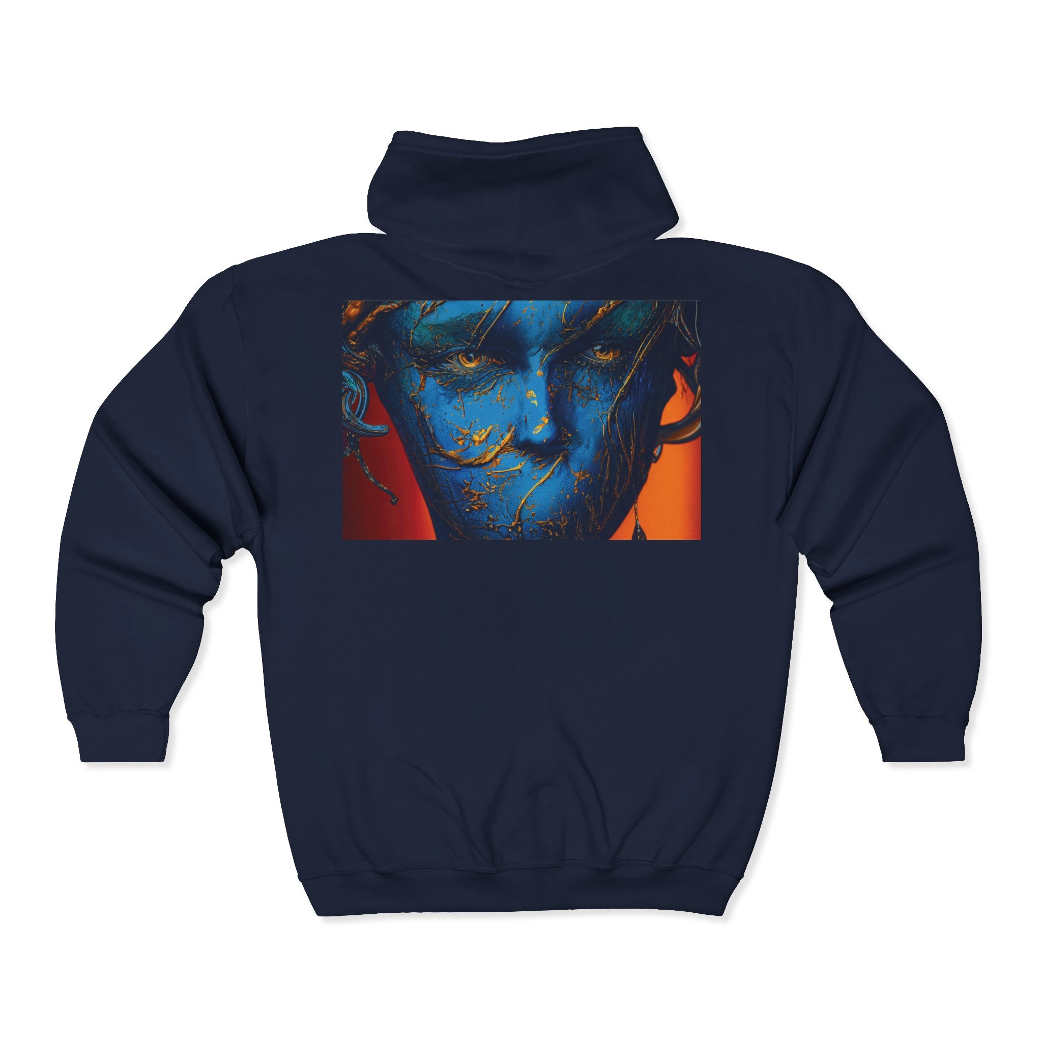 Blue Phantom Full-Zip Art Hoodie Sweatshirt