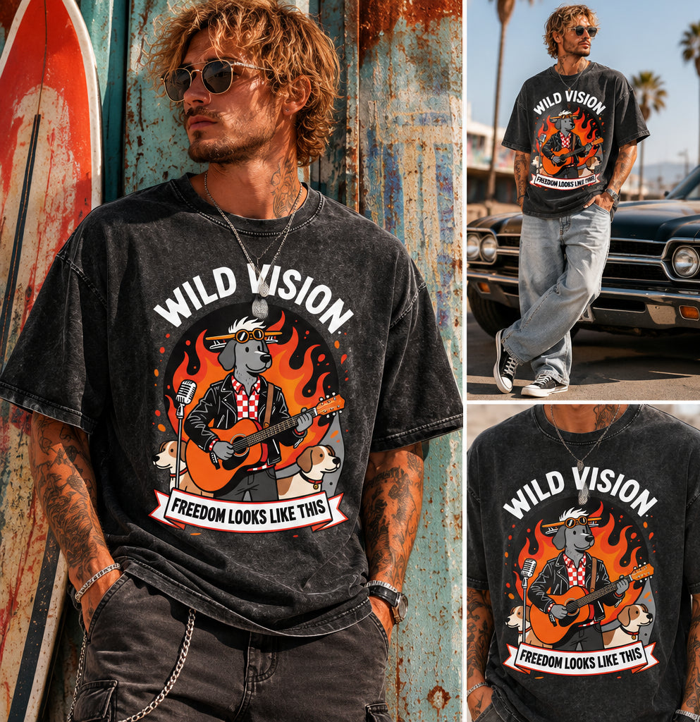 Not Made For Small Energy Snow Washed Oversized Cotton T-Shirt Wild Vision