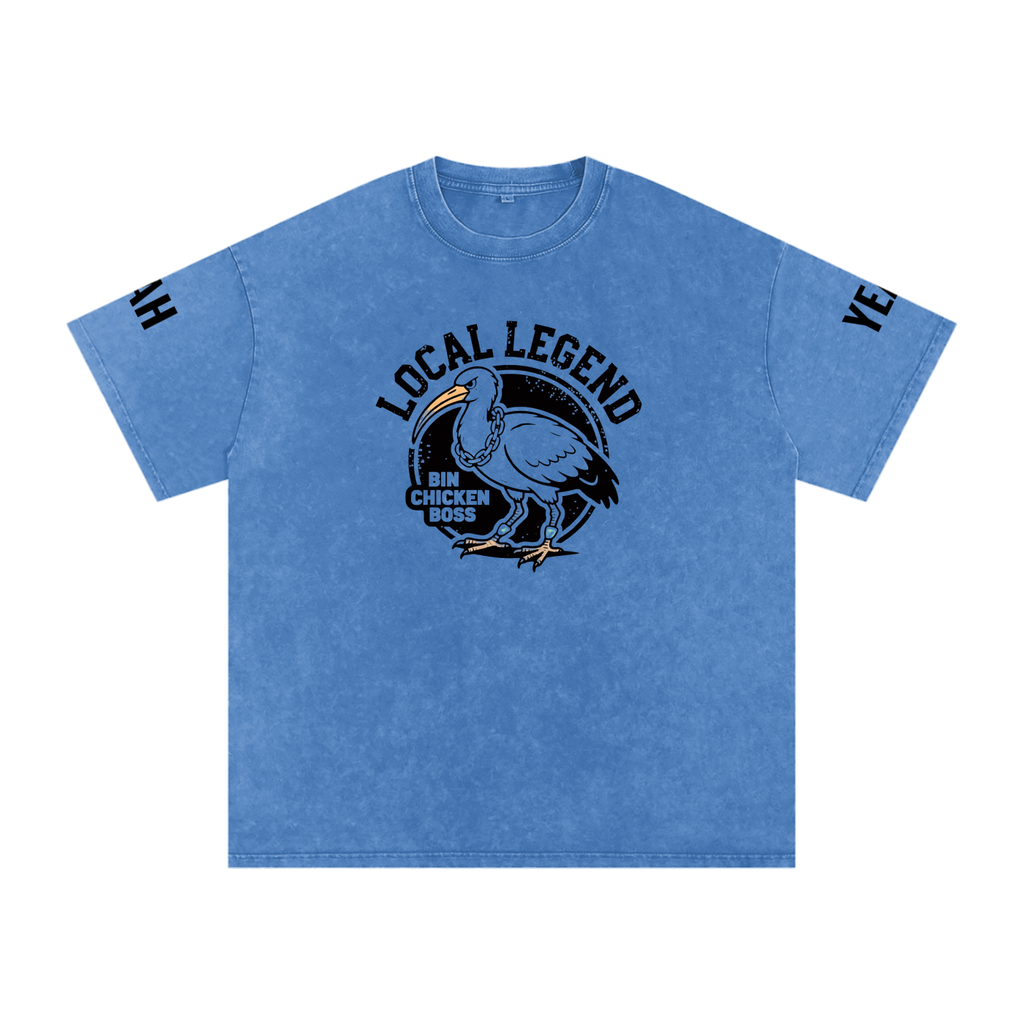 Not The Standard Snow Washed Oversized Cotton T-Shirt Bin Chicken Tee