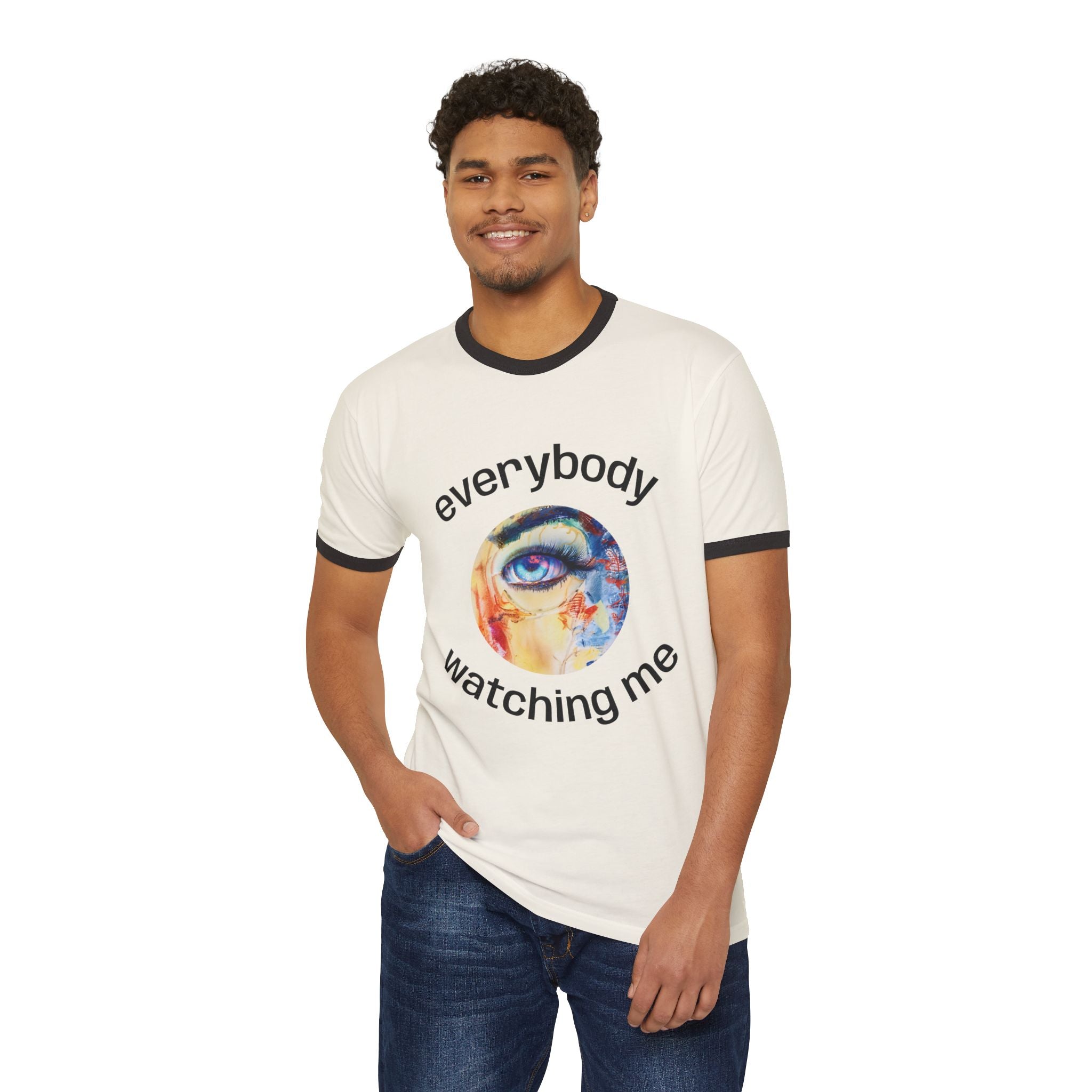 Not From The Same Rack Everybody Watching Me Ringer Tee Eye Graphic T-Shirt