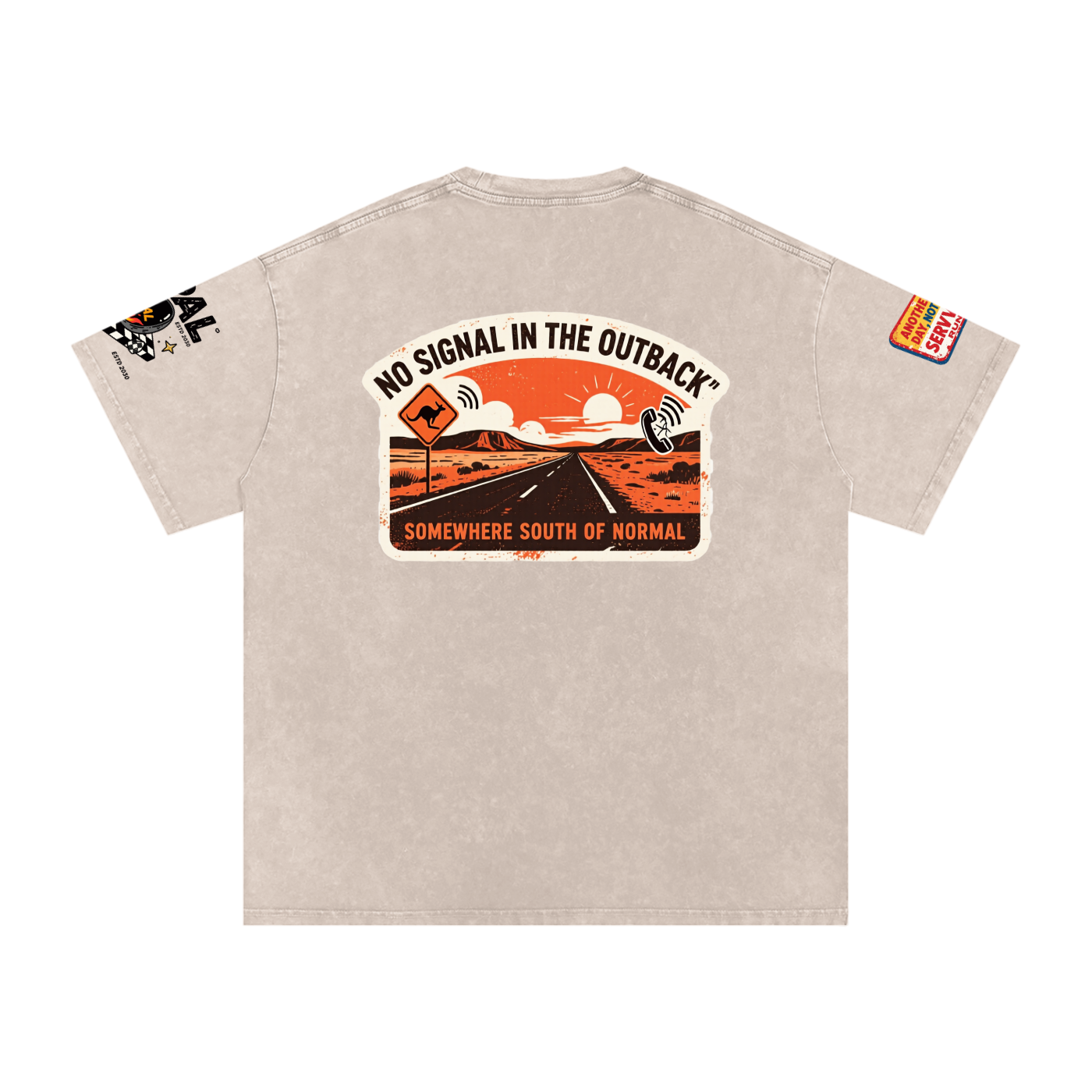 Not Expected Snow Washed Oversized Cotton T-Shirt Lost Signal Lucky Country Snow Wash Tee