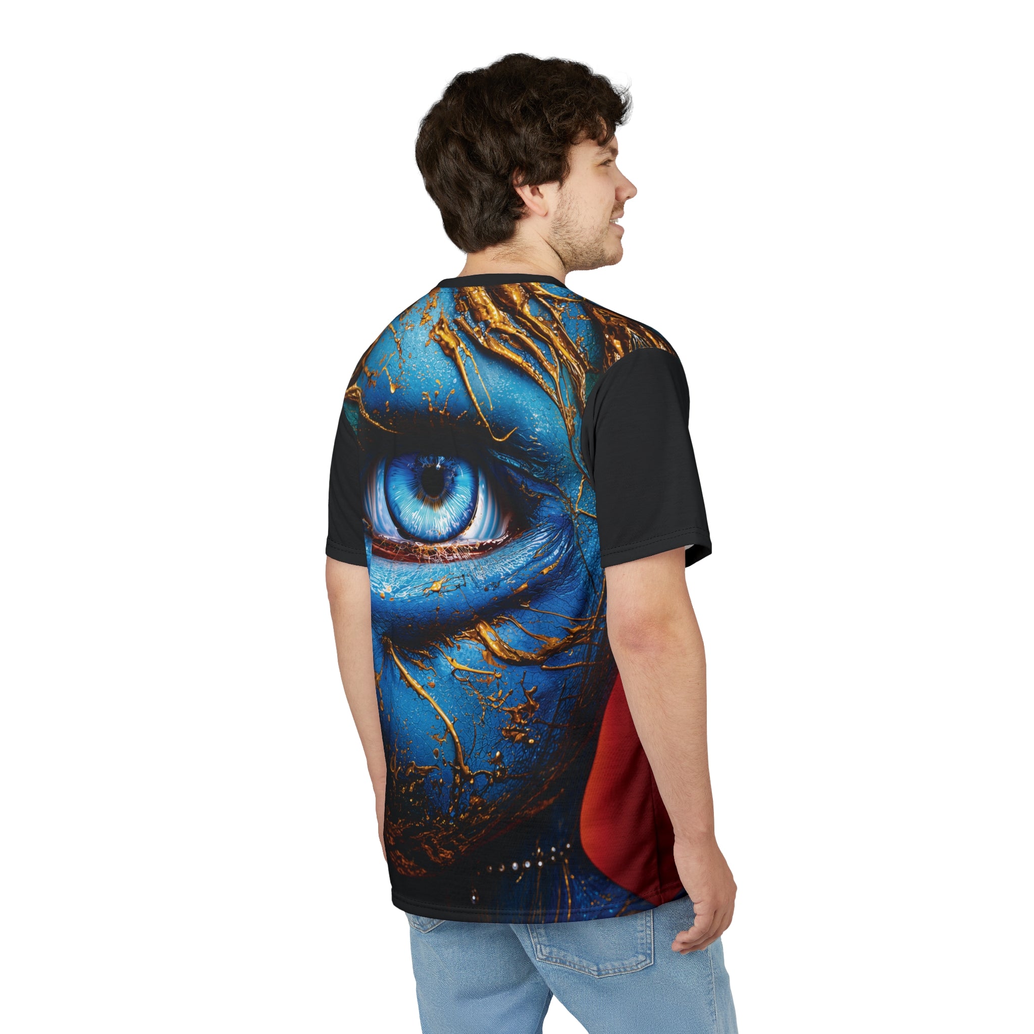 Cut & Sew Opal Blue Eye Art Tee All-Over Print T-Shirt