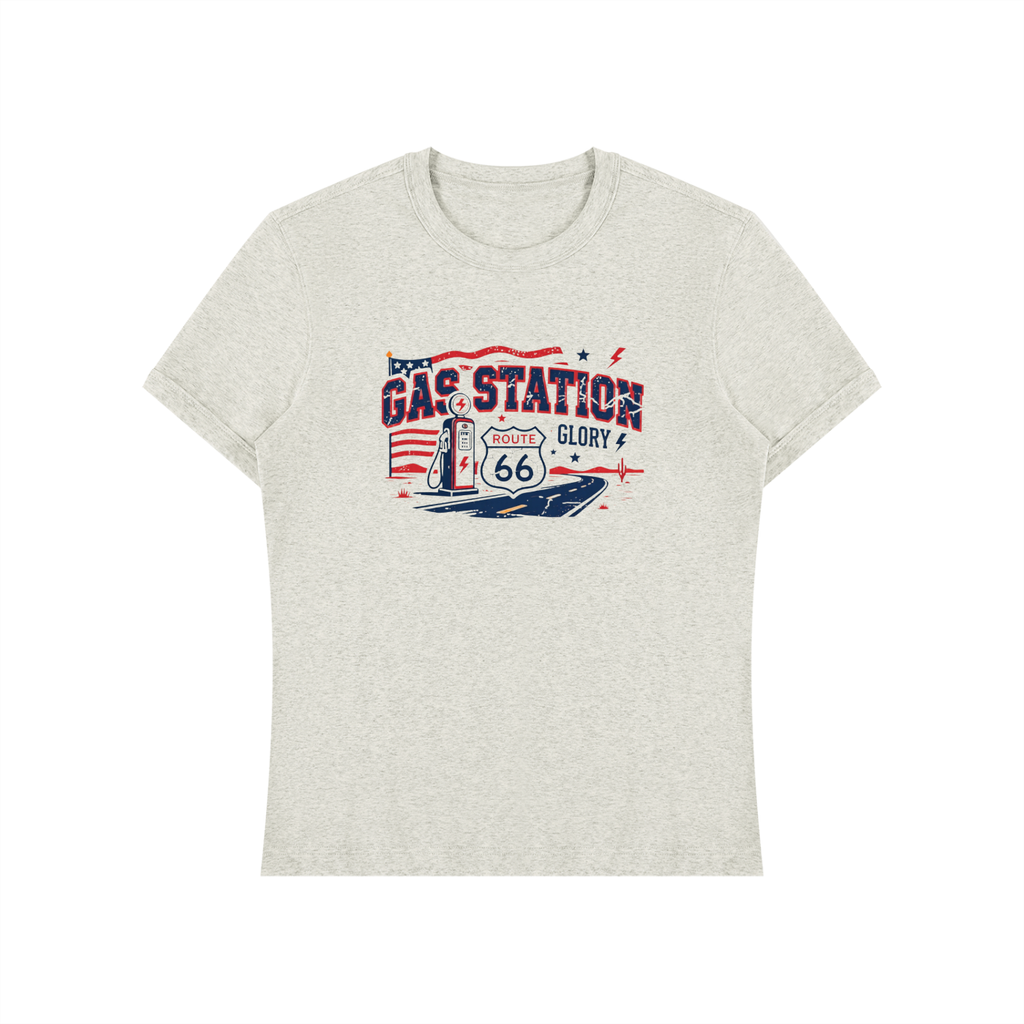 Not Basic Inventory Gas Station Glory Route 66 Stretch Tee Unisex Heavyweight Slim Fit T-Shirt