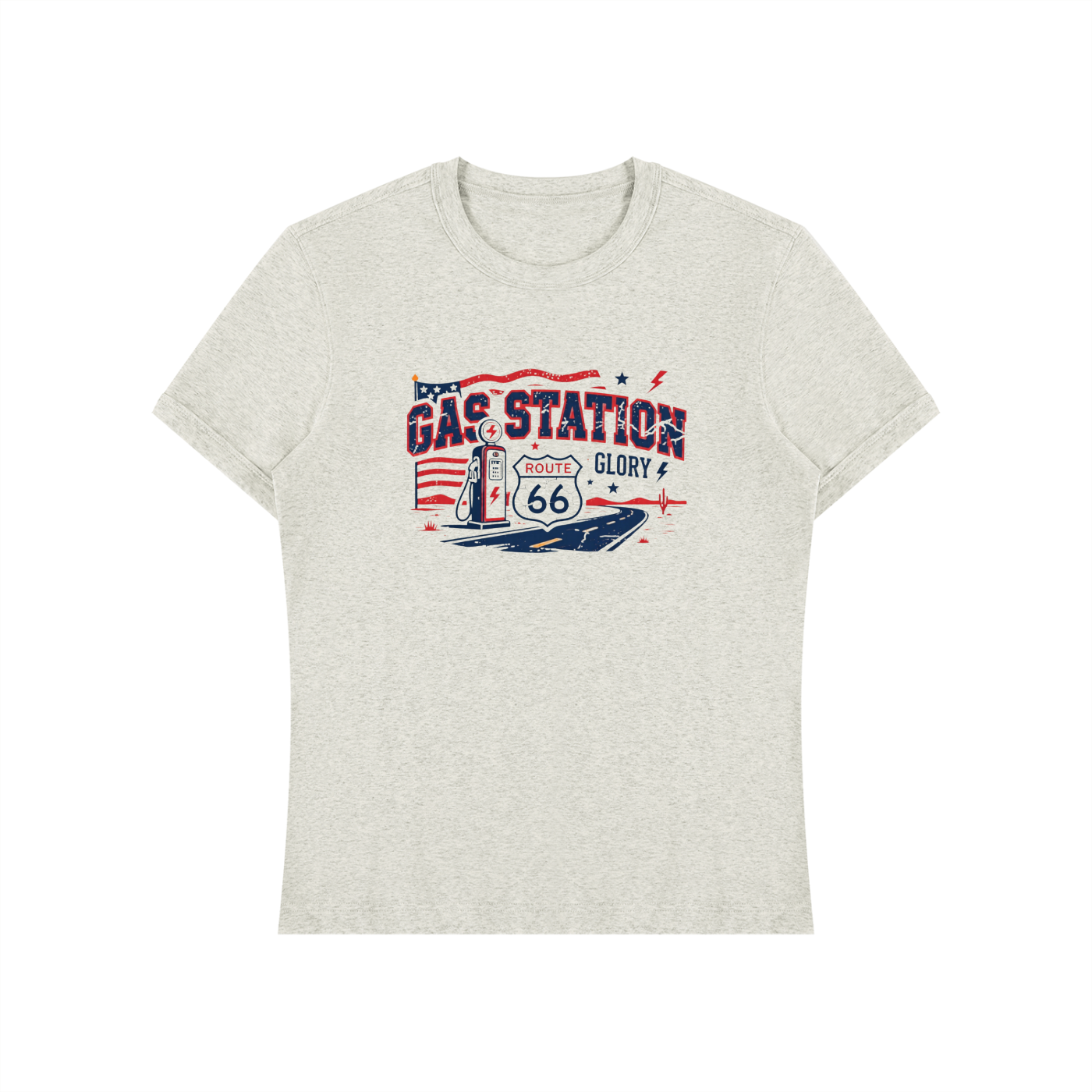 Not Basic Inventory Gas Station Glory Route 66 Stretch Tee Unisex Heavyweight Slim Fit T-Shirt