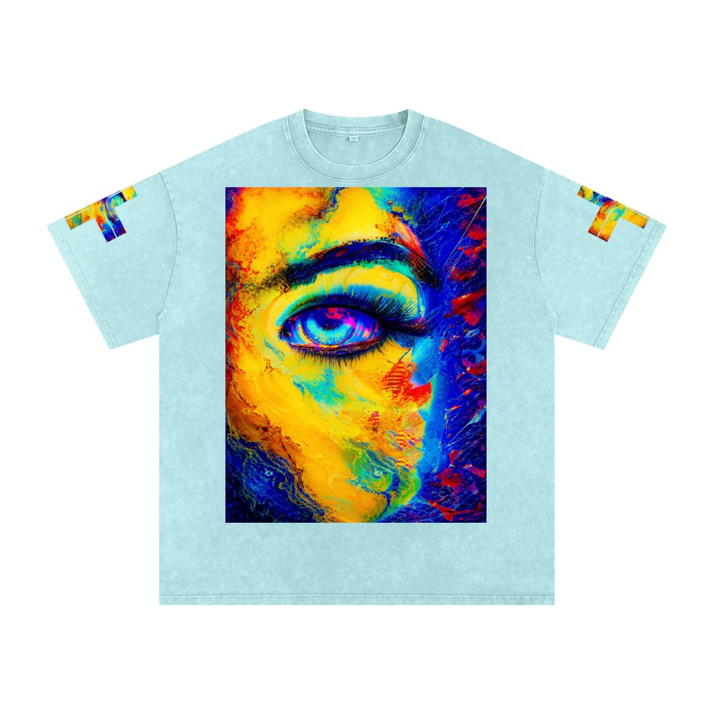 Not Basic. Never Boring. Snow Washed Oversized Cotton T-Shirt Neon Vision Snow Wash Tee