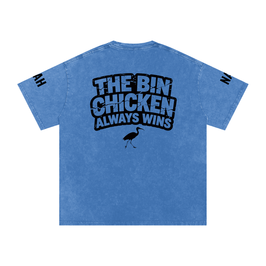 Not The Standard Snow Washed Oversized Cotton T-Shirt Bin Chicken Tee