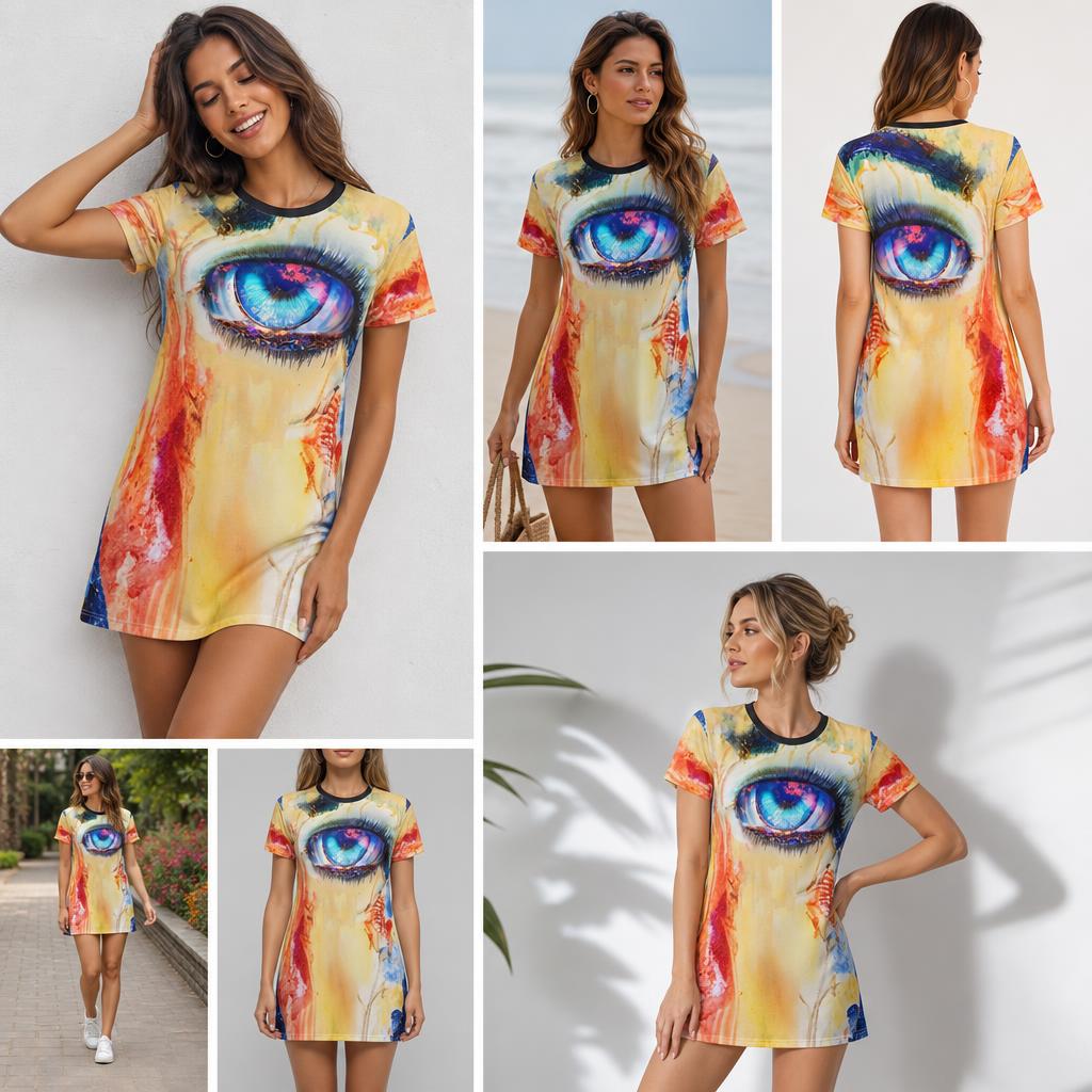 T-Shirt Dress, Not The Same Old Electric Opal Eye Tee